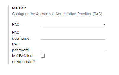Cấu hình thông tin đăng nhập PAC từ cài đặt Kế toán.