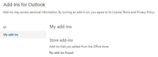 My add-ins trong Outlook