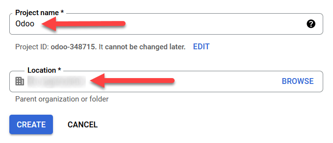Tên dự án và vị trí cho Google OAuth.