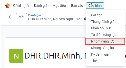 Giao diện tạo mới nhóm năng lực trong hệ thống