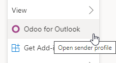 Nút add-in Odoo for Outlook