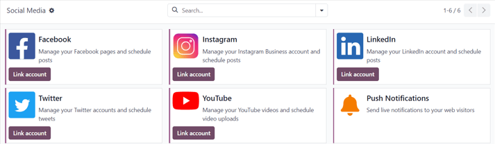 Xem trang mạng xã hội trong ứng dụng Marketing trên Mạng xã hội của Odoo.