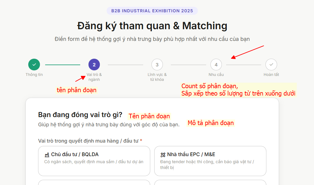 Giao diện các trang hiển thị trên form khảo sát