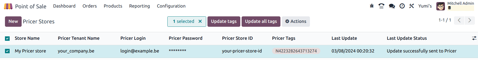 Cập nhật tất cả thẻ Pricer