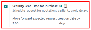 Thiết lập thời gian dự phòng bán hàng từ Tồn kho > Cấu hình > Cài đặt.